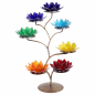 Preview: Chakra Lotus-Teelichthalter-Baum / Display für 7 Lotus-Kerzenhaltern gold farben lackiert