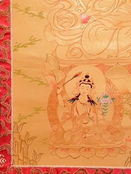 Buddha-Thangka, Buddha-Bild handgemalt Goldfarben
