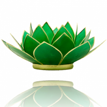 Chakra Lotus-Teelichthalter  grün 4. Chakra mit Goldrand