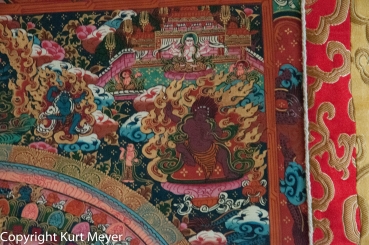 Buddha-Thangka, Buddha-Bild handgemalt Violetter Thangka
