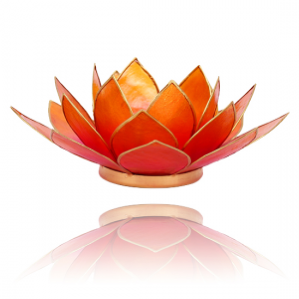 Chakra Lotusteelicht-Halter rosa-orange Goldrand