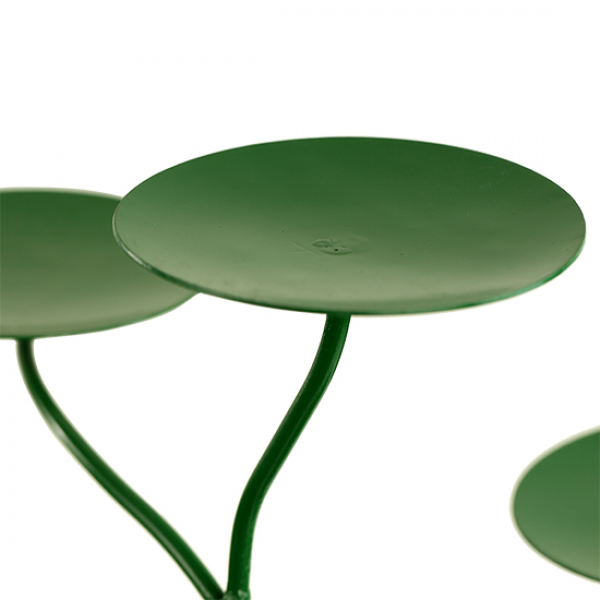 Chakra Lotus-Teelichthalter-Baum / Display für 7 Lotus-Kerzenhaltern dunkelgrün lackiert