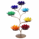 Chakra Lotus-Teelichthalter-Baum im Set mit Chakra Lotus Capiz Teelichthalter Goldrand